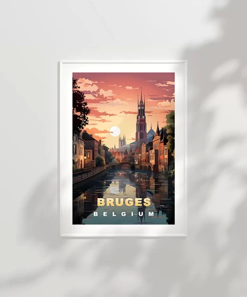 Çerçevesiz Poster Kanallar Üzerinde Gün Batımı - Resim 2