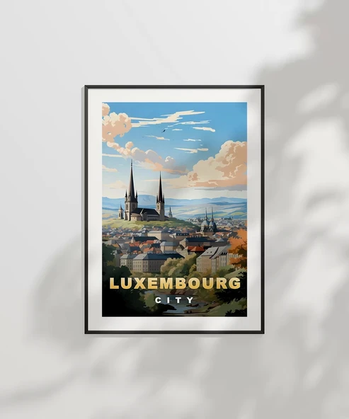 Çerçevesiz Poster Lüksemburg Şehri Tarihi Manzarası - Resim 6