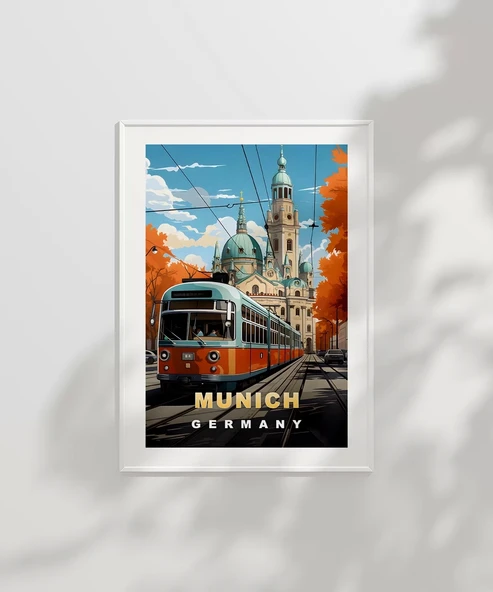 Çerçevesiz Poster Münih'in Renkli Sonbahar Sokakları - Resim 2