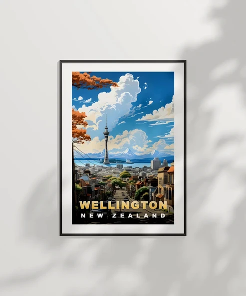 Çerçevesiz Poster Wellington Skyline New Zealand - Resim 7