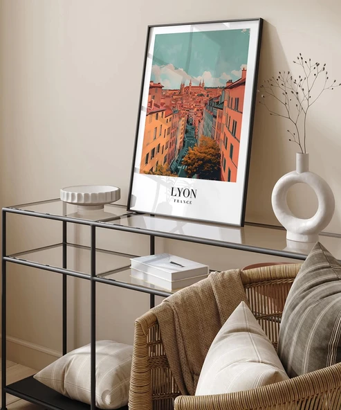 Çerçevesiz Poster Tarihi Lyon Sokakları Dekoratif - 4
