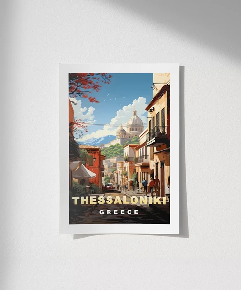Çerçevesiz Poster Thessaloniki Tarihi Sokak Manzarası ürün görseli