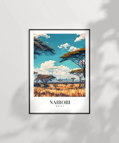 Çerçevesiz Poster Vahşi Doğa ve Şehir Silüeti - Resim 7