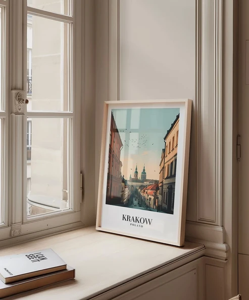 Çerçevesiz Poster Krakow Tarihi Sokakları ve Silüeti i - Resim 4