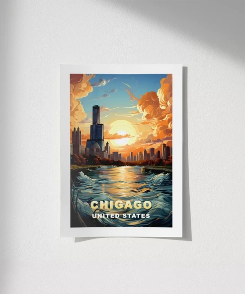 Çerçevesiz Poster Gölün ve Gökdelenlerin Şehri ürün görseli