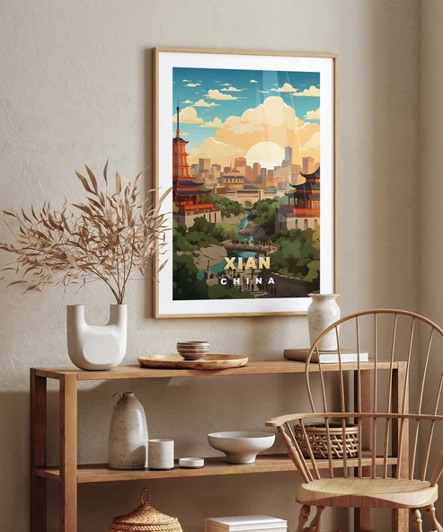 Çerçevesiz Poster Xi'an Tarihi ve Modern Perspektif Sanatsal - Resim 5