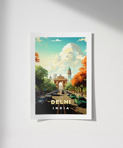 Çerçevesiz Poster Delhi'nin Renkli Yolları ürün görseli
