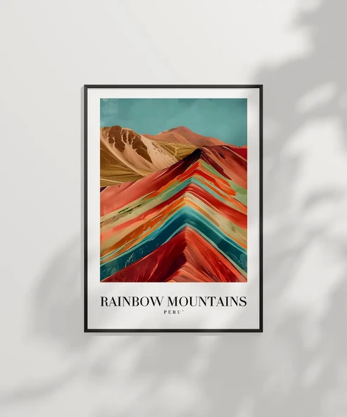 Çerçevesiz Poster Rainbow Mountains Peru - Resim 6