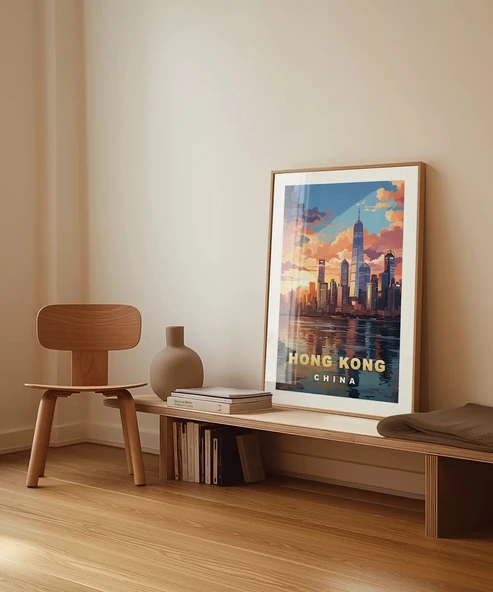 Çerçevesiz Poster Hong Kong'un Dinamik Silüeti - Resim 4