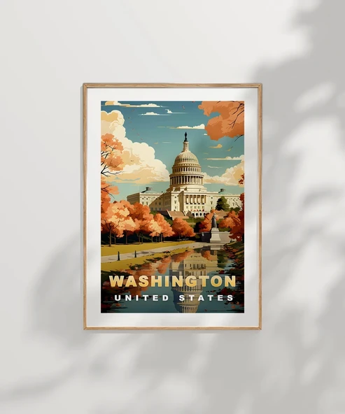 Çerçevesiz Poster Washington D.C. Capitol Sanatsal - Resim 7