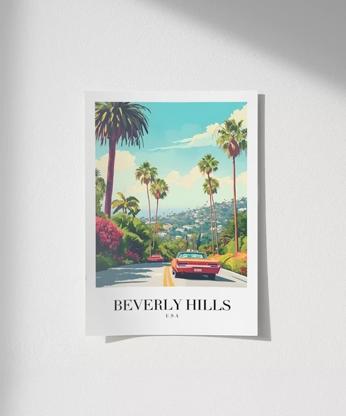 Çerçevesiz Poster Los angeles Şehir İlüstrasyonu ürün görseli