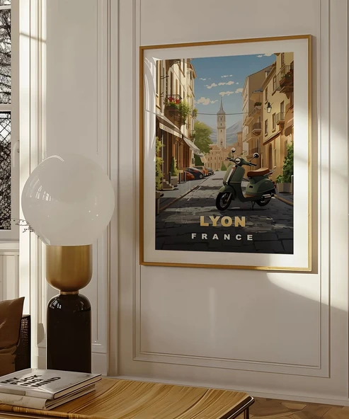 Çerçevesiz Poster Lyon'un Şirin Sokakları ve Vespa - Resim 4