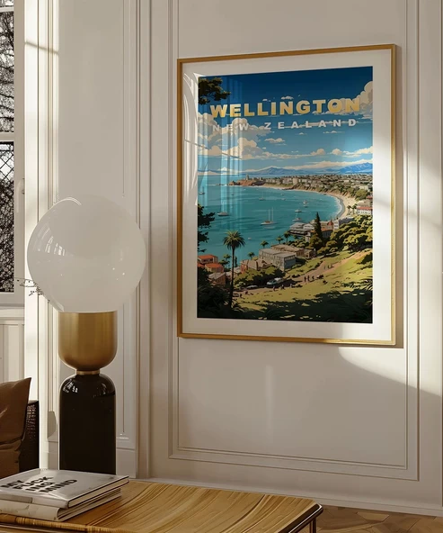 Çerçevesiz Poster Wellington Sahil Manzarası Sanatsal - Resim 3