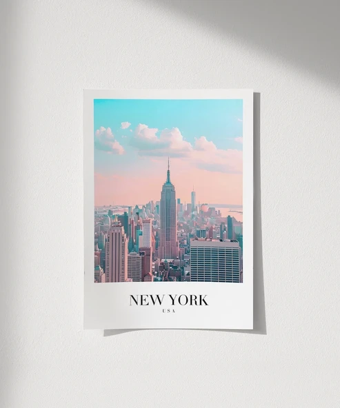 Çerçevesiz Poster New York Silüeti Gün Doğumu ürün görseli