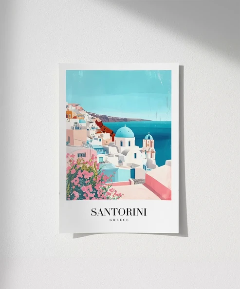 Çerçevesiz Poster Santorini'nin Masmavi Hayalleri ürün görseli