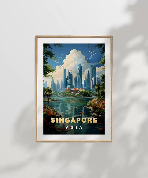 Çerçevesiz Poster Singapore Modern Manzarası - Resim 6