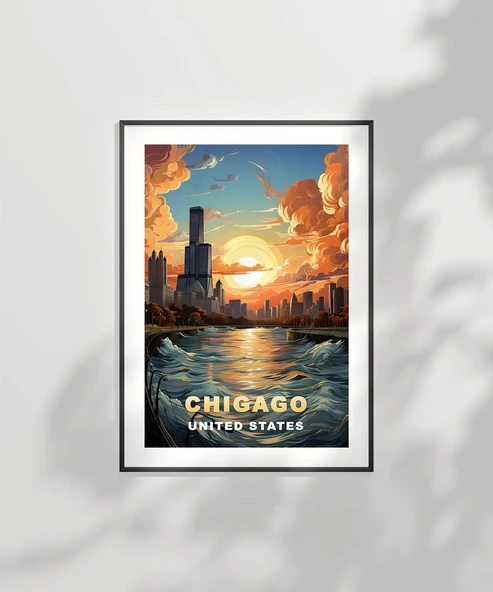 Çerçevesiz Poster Gölün ve Gökdelenlerin Şehri - Resim 6