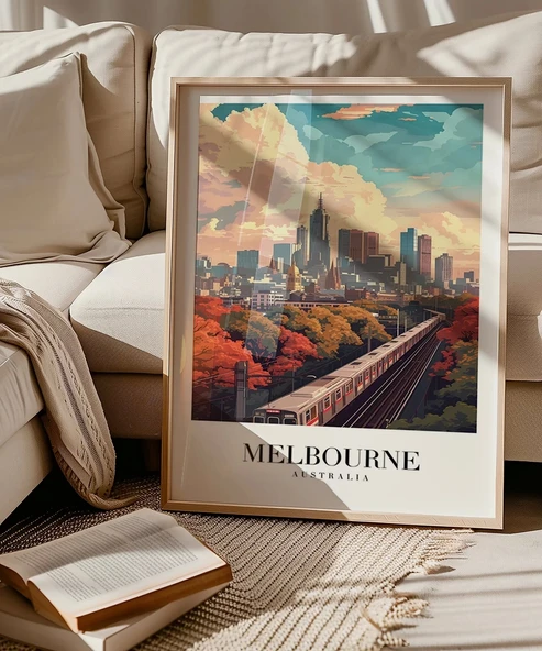 Çerçevesiz Poster Melbourne Tren İstasyonu - Resim 5
