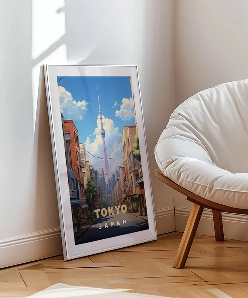 Çerçevesiz Poster Tokyo Sokak Manzarası - Resim 4