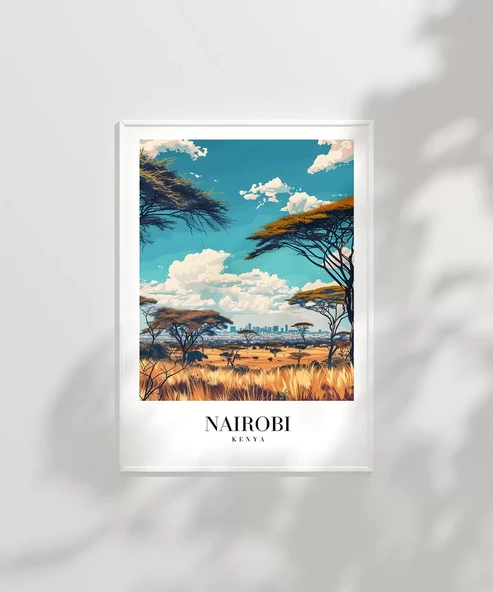 Çerçevesiz Poster Vahşi Doğa ve Şehir Silüeti - Resim 2