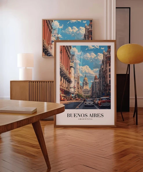 Çerçevesiz Poster Tarihi Buenos Aires Manzarası - Resim 4