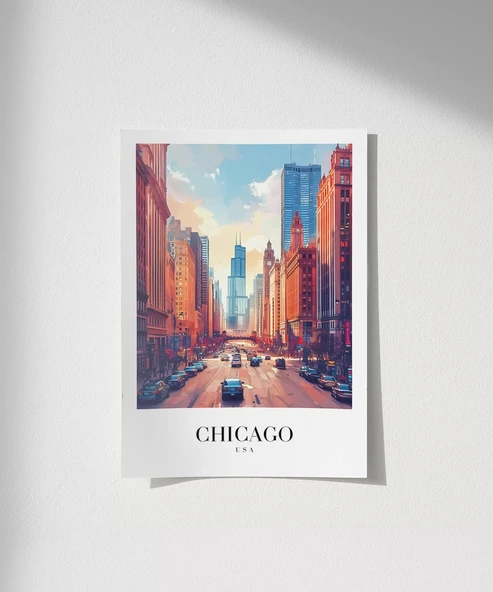 Çerçevesiz Poster Chicago Şehir Merkezi ürün görseli