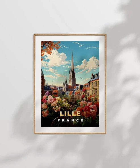Çerçevesiz Poster Romantik Lille Manzarası Sanat - Resim 6
