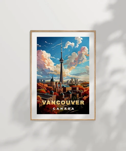 Çerçevesiz Poster Vancouver ve Sonbahar Renkleri Şehir - Resim 7