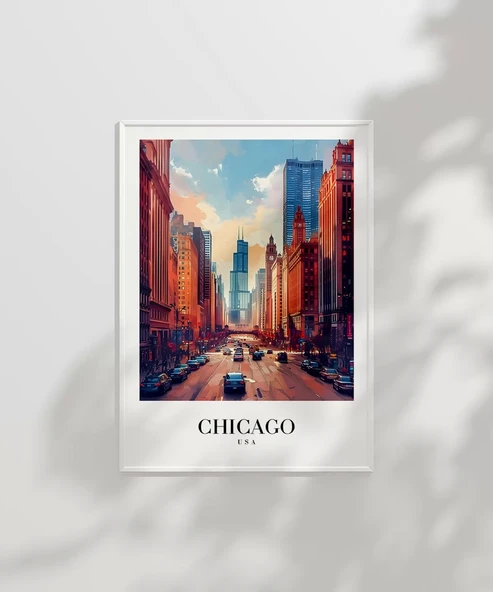 Çerçevesiz Poster Chicago Şehir Merkezi - Resim 2