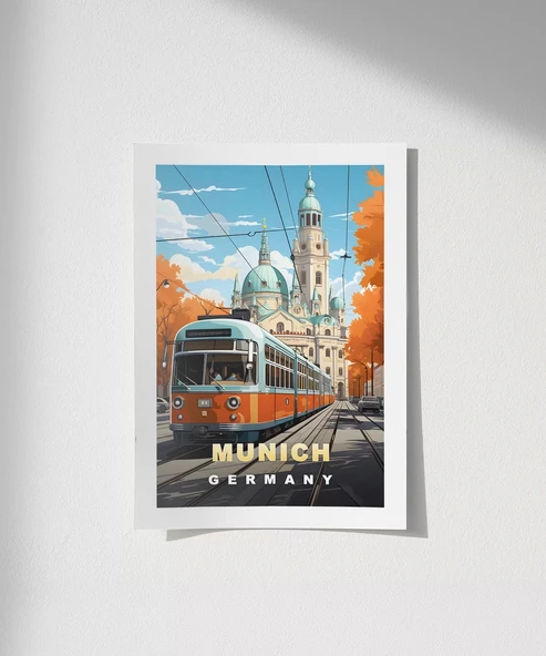 Çerçevesiz Poster Münih'in Renkli Sonbahar Sokakları ürün görseli