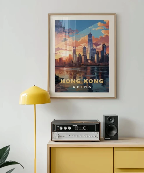 Çerçevesiz Poster Hong Kong'un Dinamik Silüeti - Resim 3