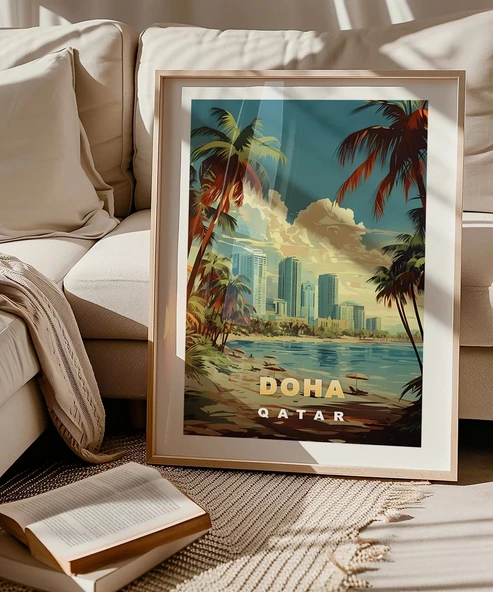 Çerçevesiz Poster Doha Şehir Manzarası - Resim 5