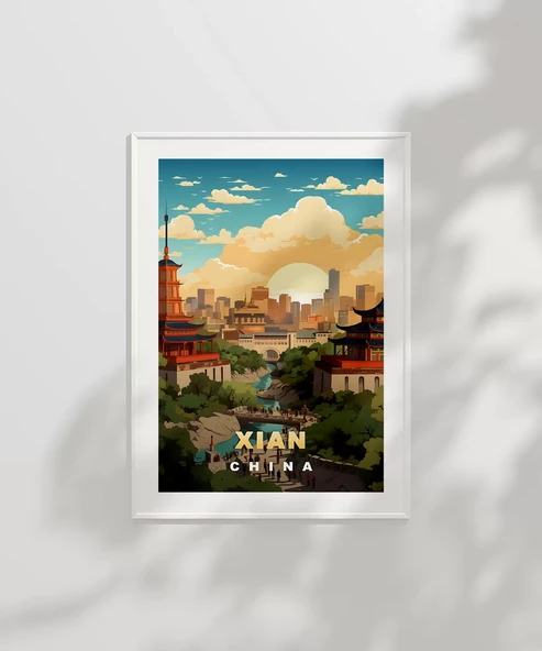 Çerçevesiz Poster Xi'an Tarihi ve Modern Perspektif Sanatsal - Resim 2