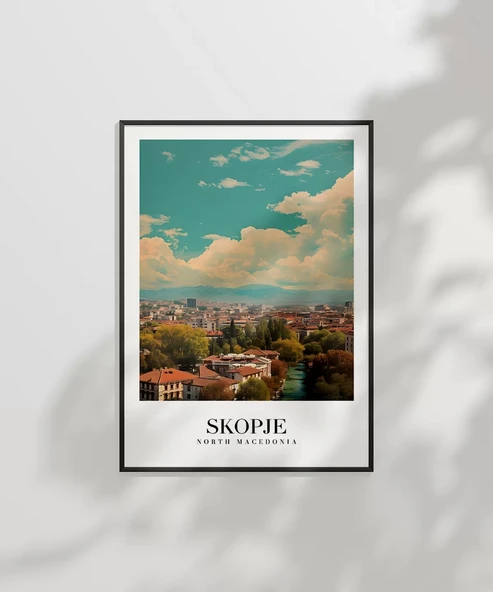 Çerçevesiz Poster Üsküp Şehir Manzarası - Resim 6
