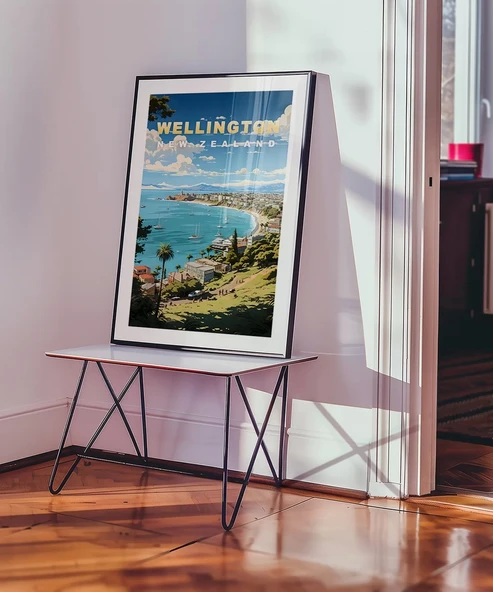 Çerçevesiz Poster Wellington Sahil Manzarası Sanatsal - Resim 5