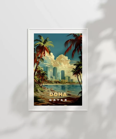 Çerçevesiz Poster Doha Şehir Manzarası - Resim 2