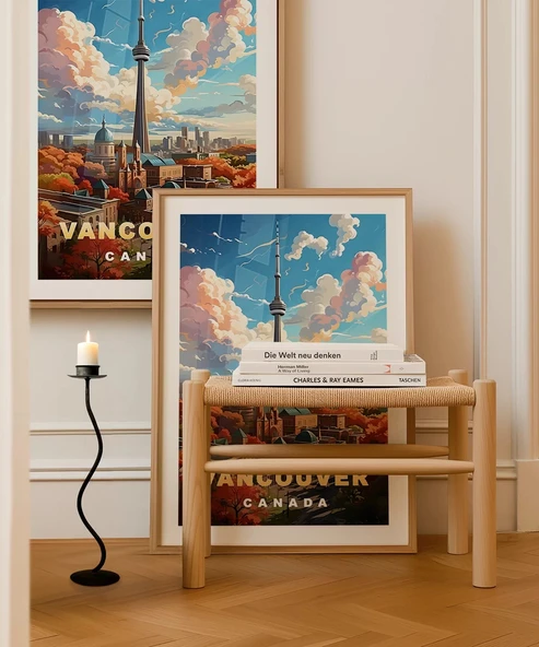 Çerçevesiz Poster Vancouver ve Sonbahar Renkleri Şehir - Resim 5