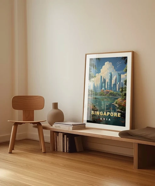 Çerçevesiz Poster Singapore Modern Manzarası - Resim 3