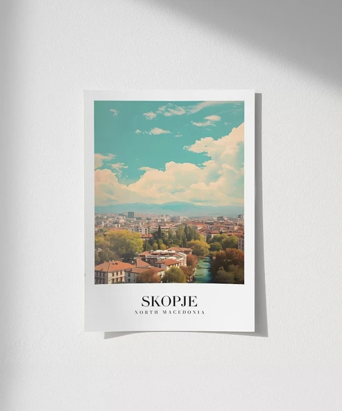 Çerçevesiz Poster Üsküp Şehir Manzarası - Resim 7