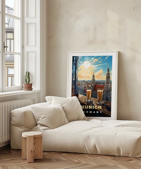 Çerçevesiz Poster Münih'in İkonik Kuleleri - Resim 5