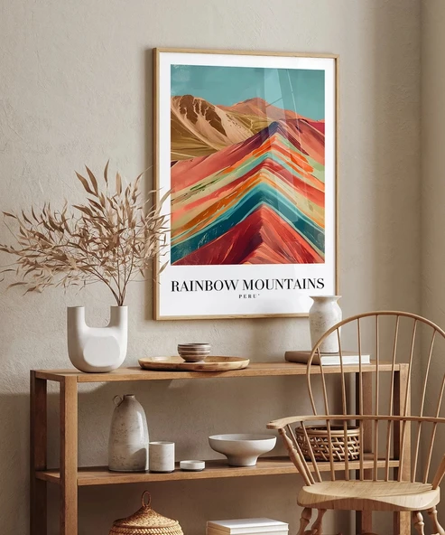 Çerçevesiz Poster Rainbow Mountains Peru - Resim 5