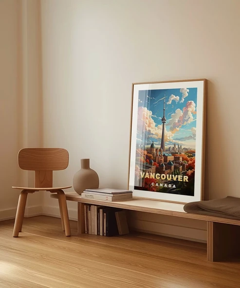 Çerçevesiz Poster Vancouver ve Sonbahar Renkleri Şehir - Resim 3