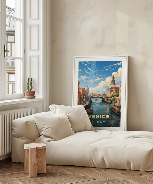 Çerçevesiz Poster Venedik Kanalı Manzarası - Resim 4