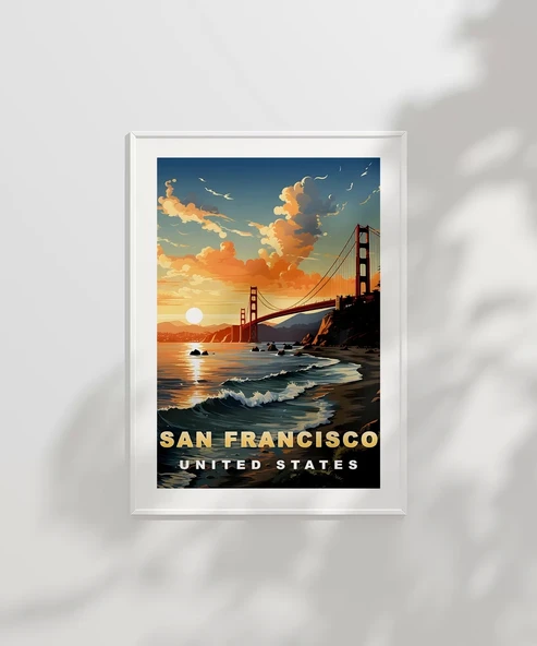 Çerçevesiz Poster San Francisco Gün Batımı - Resim 2