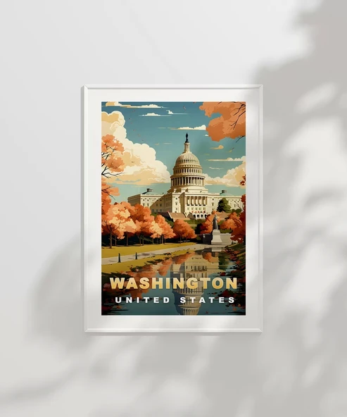 Çerçevesiz Poster Washington D.C. Capitol Sanatsal - Resim 2