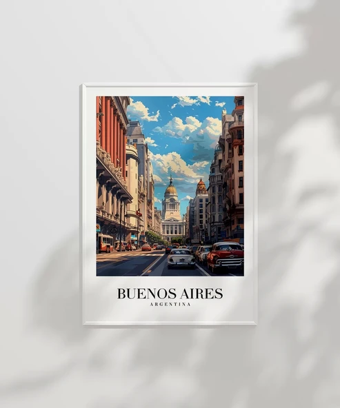 Çerçevesiz Poster Tarihi Buenos Aires Manzarası - Resim 2