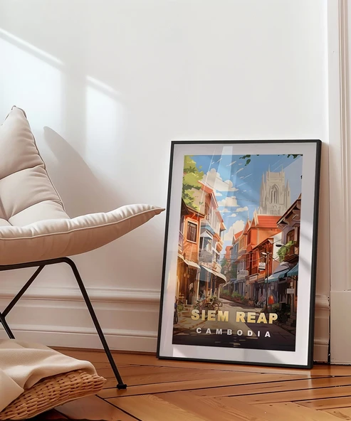 Çerçevesiz Poster Siem Reap Sokak Manzarası - Resim 4