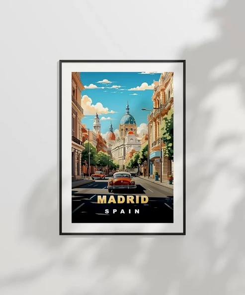 Çerçevesiz Poster Madrid Şehir Sokakları ve Tarihi Atmosfer - Resim 7