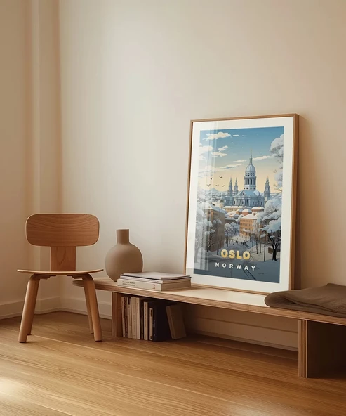 Çerçevesiz Poster Oslo Kış Manzarası - Resim 3