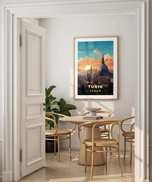 Çerçevesiz Poster Turin Gün Batımı Manzarası - Resim 5